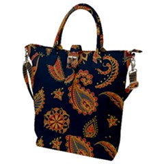 Bright Seamless Pattern With Paisley Mehndi Elements Hand Drawn Wallpaper With Floral Traditional  Buckle Top Tote Bag by BangZart