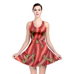 Seamless Chili Pepper Pattern Reversible Skater Dress by BangZart