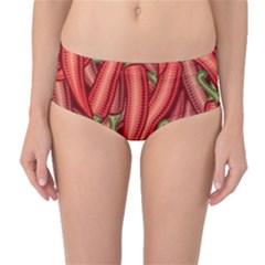 Seamless Chili Pepper Pattern Mid-waist Bikini Bottoms by BangZart