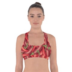 Seamless Chili Pepper Pattern Cross Back Sports Bra by BangZart