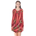 Seamless chili pepper pattern Long Sleeve V-neck Flare Dress View1