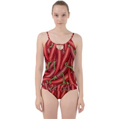 Seamless Chili Pepper Pattern Cut Out Top Tankini Set by BangZart