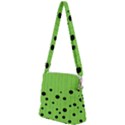 Bubbles at Strings Lemon Green and black, geometrical pattern Zipper Messenger Bag View2