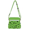 Bubbles at Strings Lemon Green and black, geometrical pattern Zipper Messenger Bag View3