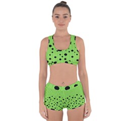 Bubbles At Strings Lemon Green And Black, Geometrical Pattern Racerback Boyleg Bikini Set by Casemiro