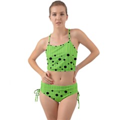 Bubbles At Strings Lemon Green And Black, Geometrical Pattern Mini Tank Bikini Set by Casemiro