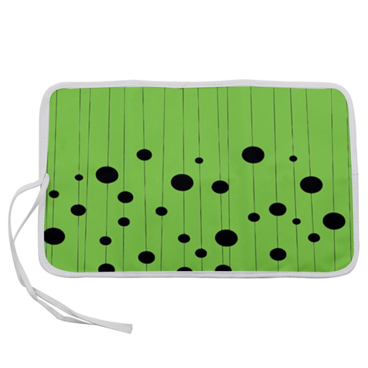 Bubbles at Strings Lemon Green and black, geometrical pattern Pen Storage Case (S)