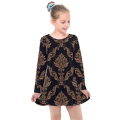 Vintage Pattern Kids  Long Sleeve Dress