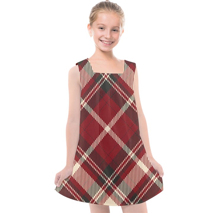 Tartan scotland seamless plaid pattern vector retro background fabric vintage check color square Kids  Cross Back Dress