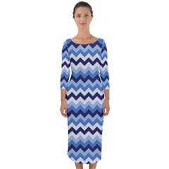 Zigzag Pattern Seamless Zig Zag Background Color Quarter Sleeve Midi Bodycon Dress by BangZart