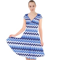 Zigzag Pattern Seamless Zig Zag Background Color Cap Sleeve Front Wrap Midi Dress by BangZart