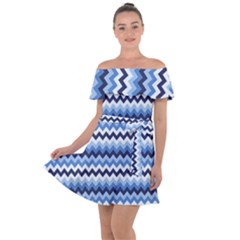 Zigzag Pattern Seamless Zig Zag Background Color Off Shoulder Velour Dress by BangZart