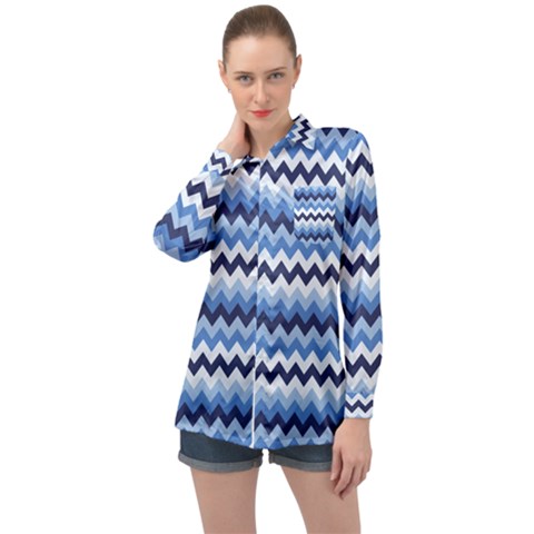 Zigzag Pattern Seamless Zig Zag Background Color Long Sleeve Satin Shirt by BangZart