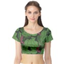 Seamless pattern with hand drawn guelder rose branches Short Sleeve Crop Top View1