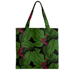 Seamless Pattern With Hand Drawn Guelder Rose Branches Zipper Grocery Tote Bag by BangZart