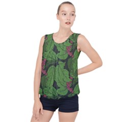 Seamless Pattern With Hand Drawn Guelder Rose Branches Bubble Hem Chiffon Tank Top