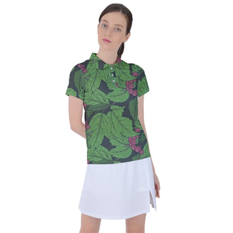 Seamless Pattern With Hand Drawn Guelder Rose Branches Women s Polo Tee by BangZart