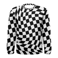 Weaving Racing Flag, Black And White Chess Pattern Men s Long Sleeve Tee by Casemiro