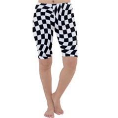 Weaving Racing Flag, Black And White Chess Pattern Cropped Leggings  by Casemiro