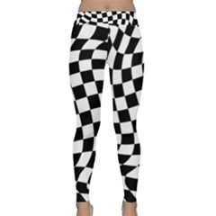 Weaving Racing Flag, Black And White Chess Pattern Classic Yoga Leggings by Casemiro