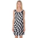 Weaving racing flag, black and white chess pattern Sleeveless Satin Nightdress View1