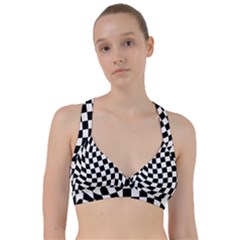 Weaving Racing Flag, Black And White Chess Pattern Sweetheart Sports Bra by Casemiro