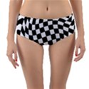 Weaving racing flag, black and white chess pattern Reversible Mid-Waist Bikini Bottoms View1