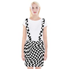 Weaving Racing Flag, Black And White Chess Pattern Braces Suspender Skirt by Casemiro