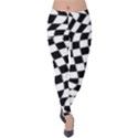 Weaving racing flag, black and white chess pattern Velvet Leggings View1