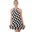 Weaving racing flag, black and white chess pattern Halter Tie Back Chiffon Dress View1