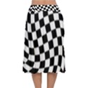 Weaving racing flag, black and white chess pattern Velvet Flared Midi Skirt View2