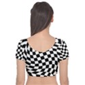 Weaving racing flag, black and white chess pattern Velvet Short Sleeve Crop Top  View2