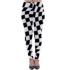 Weaving Racing Flag, Black And White Chess Pattern Lightweight Velour Leggings by Casemiro