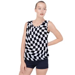 Weaving Racing Flag, Black And White Chess Pattern Bubble Hem Chiffon Tank Top by Casemiro