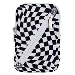 Weaving Racing Flag, Black And White Chess Pattern Belt Pouch Bag (large) by Casemiro