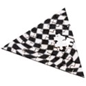 Weaving racing flag, black and white chess pattern Wooden Puzzle Triangle View2