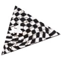 Weaving racing flag, black and white chess pattern Wooden Puzzle Triangle View3