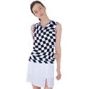 Weaving racing flag, black and white chess pattern Women s Sleeveless Sports Top View1