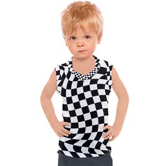 Weaving Racing Flag, Black And White Chess Pattern Kids  Sport Tank Top