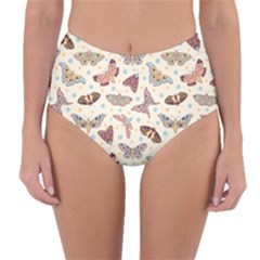 Pattern With Butterflies Moths Reversible High-waist Bikini Bottoms by BangZart