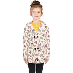 Pattern With Butterflies Moths Kids  Double Breasted Button Coat by BangZart