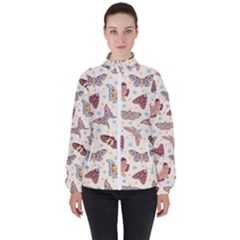 Pattern With Butterflies Moths Women s High Neck Windbreaker by BangZart