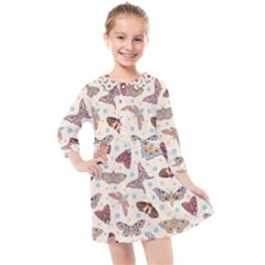 Pattern With Butterflies Moths Kids  Quarter Sleeve Shirt Dress by BangZart