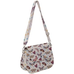 Pattern With Butterflies Moths Saddle Handbag by BangZart