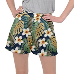 Seamless Pattern With Tropical Flowers Leaves Exotic Background Ripstop Shorts by BangZart