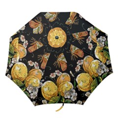 Embroidery Blossoming Lemons Butterfly Seamless Pattern Folding Umbrellas by BangZart