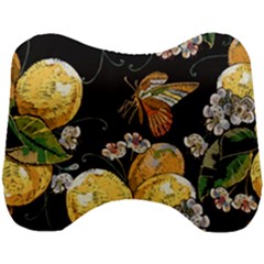 Embroidery Blossoming Lemons Butterfly Seamless Pattern Head Support Cushion by BangZart