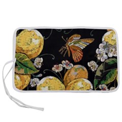 Embroidery Blossoming Lemons Butterfly Seamless Pattern Pen Storage Case (s)