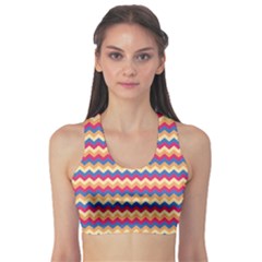 Zigzag Pattern Seamless Zig Zag Background Color Sports Bra by BangZart