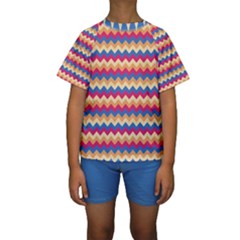 Zigzag Pattern Seamless Zig Zag Background Color Kids  Short Sleeve Swimwear by BangZart